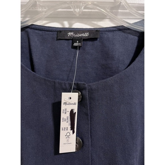 Madewell Corduroy‎ Button-Front Mini Dress Navy Blue NB356 Womens Size 2 - Picture 6 of 8